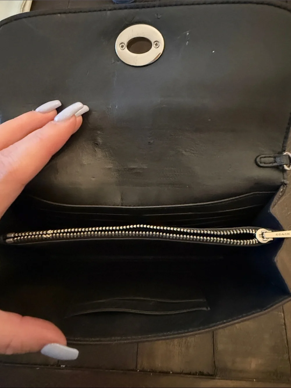 Coach Two-Tone Snake-Print Leather Clutch - Wristlet Gray and Brown